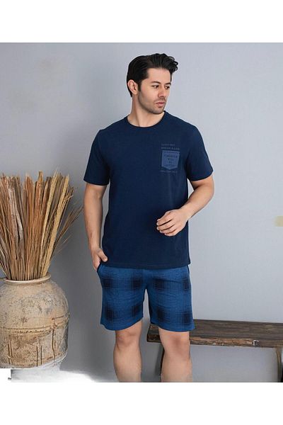 Pijamoni Ανδρικό σετ πιτζάμες με κοντό μανίκι με λαιμόκοψη 6175/8 - 1 τεμ.