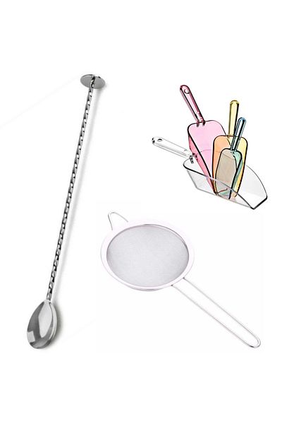 adin tasarım Cocktail Set 6-Piece Bar Strainer 5.5 cm Mallet Bar Spoon Ice Shovel Cocktail Strainer Cocktail Set