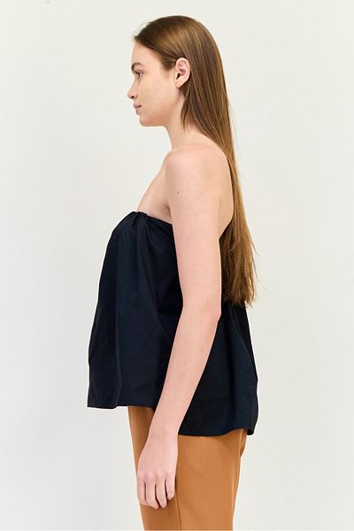 Esprit Women Straight Across Strapless Plain Blouse, Black