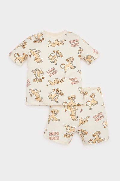 DeFacto New Season Baby Boy Disney Lion King Pajama Set Short Sleeve Combed Cotton Top with Elastic Waist