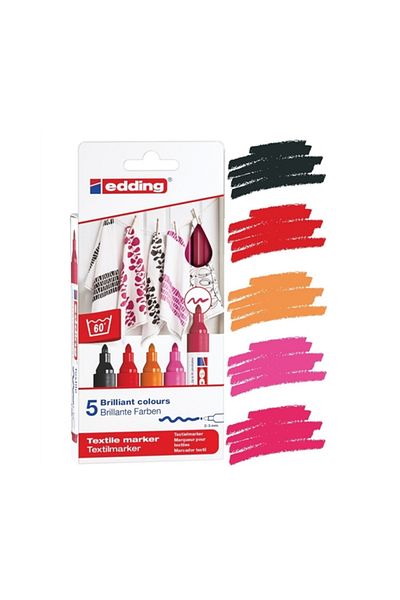 Edding Fabric Pen Set of 5 4500-5S-999 Warm
