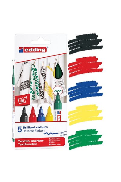 Edding Fabric Pen Set of 5 4500-5S-000 Basic