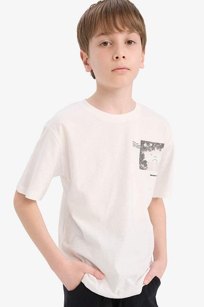 DeFacto New Season Boy's Crew Neck Printed Short Sleeve T-Shirt