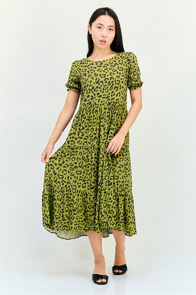 aerie Women Animal Print Midi Dress, Multicolor