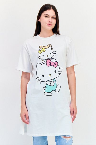 Hello Kitty Women Crew Neck Short Sleeve Printed T-Shirt, White