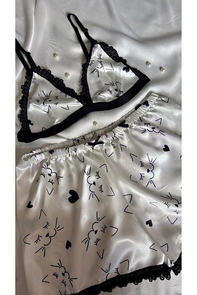 Lessya Satin Shorts Bralet Pajama Set Patterned