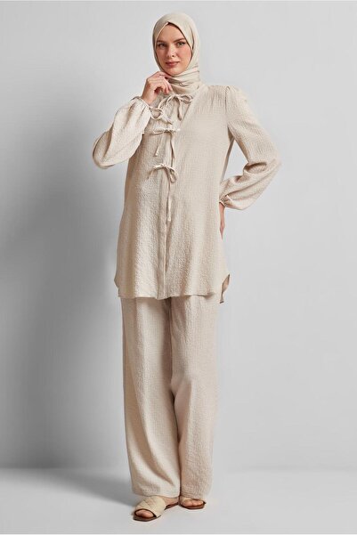 Alvina Lace-Up Detail Pants Suit 45620