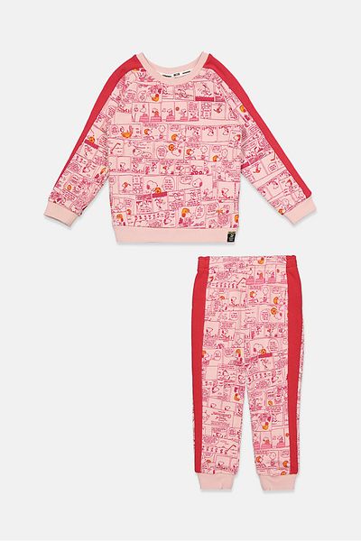 Puma Toddlers Girl 2 Pieces Printed Top And Bottom Set, Pink and Red Combo