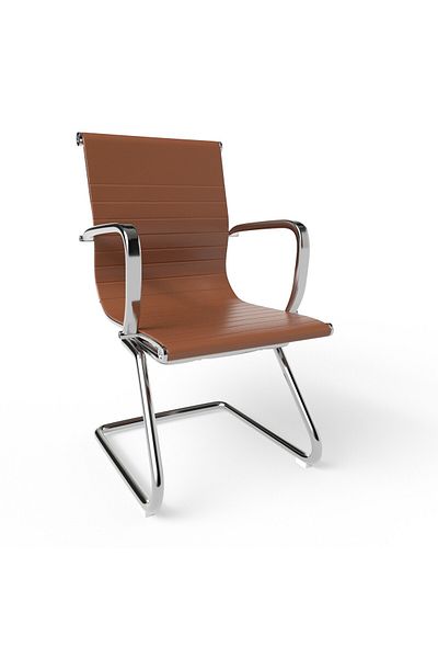 Mahmayi Modern UL UT-C031V Visitor Chair Ergonomic PU Chair with Fixed Armrest - Choco Brown