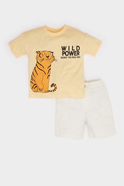DeFacto New Season Baby Boy 2-Pece Set Tiger printed κοντομάνικο μπλουζάκι με ελαστικό σορτς μέσης