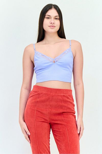 aerie Women V-Neck Sleeveless Textured Tank Top, Purple