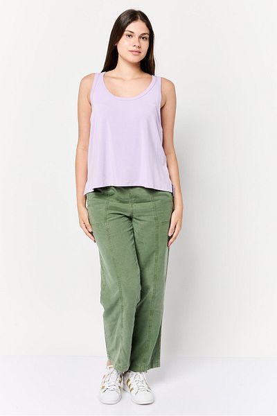 aerie Women Scoop Neck Sleeveless Plain Tank Tops, Purple