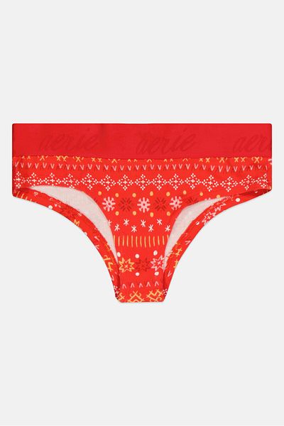 aerie Women Printed Underwear Panty, Red
