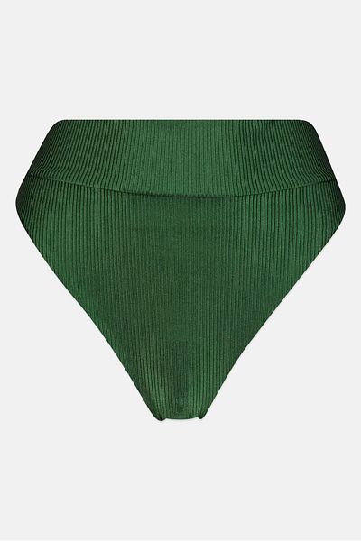 aerie Women Ribbed Pull On Panty, Dark Green