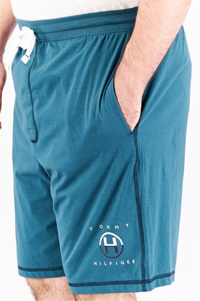 Tommy Hilfiger Men Drawstring Brand Logo Shorts, Teal Green