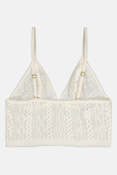 aerie Women Non Padded Textured Bra, White