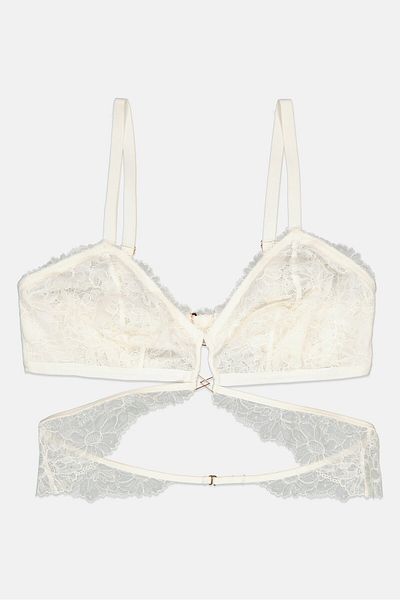 aerie Women Textured Triangle Bralette, Off White