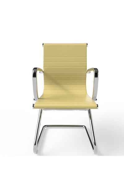 Mahmayi Modern UL UT-C031V Visitor Chair Ergonomic PU Chair with Fixed Armrest - Beige