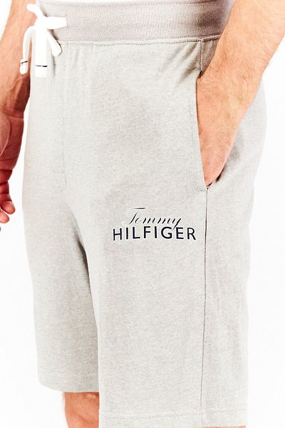 Tommy Hilfiger Men Brand Logo Drawstring Sleepwear Shorts, Grey