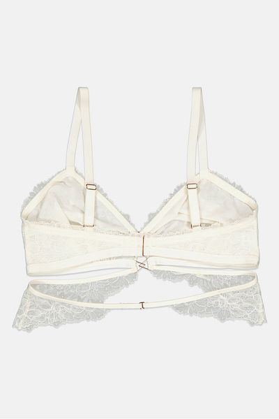 aerie Women Textured Triangle Bralette, Off White