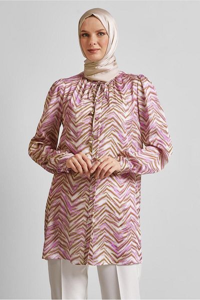 Alvina Patterned Satin Tunic 45401