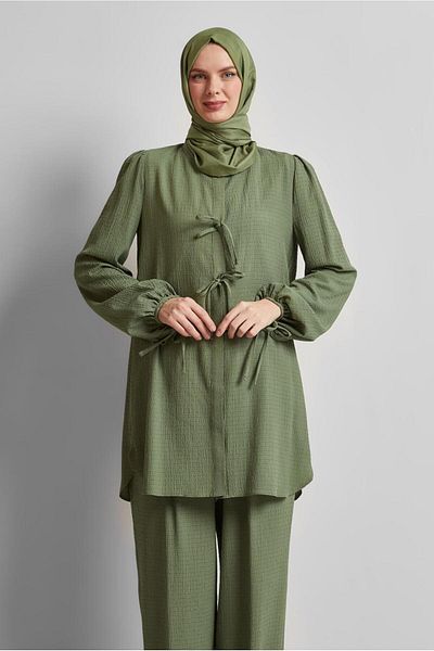 Alvina Lace-Up Detail Pants Suit 45620
