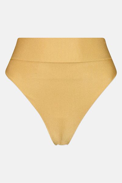 aerie Women Ribbed Pull On Bikini Bottom, Gold