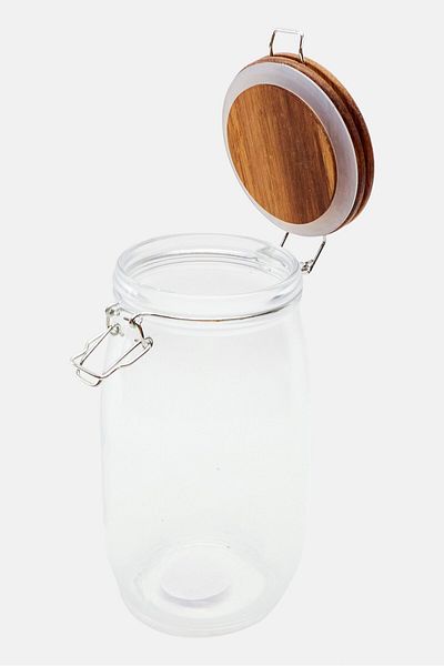 Muy Mucho Hermetic Closure Storage Jar, Transparent/Tan