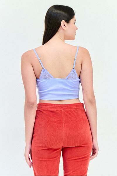 aerie Women V-Neck Sleeveless Textured Tank Top, Purple