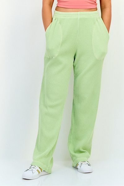 aerie Women Regular Textured Straight Leg Pants, Sage Green