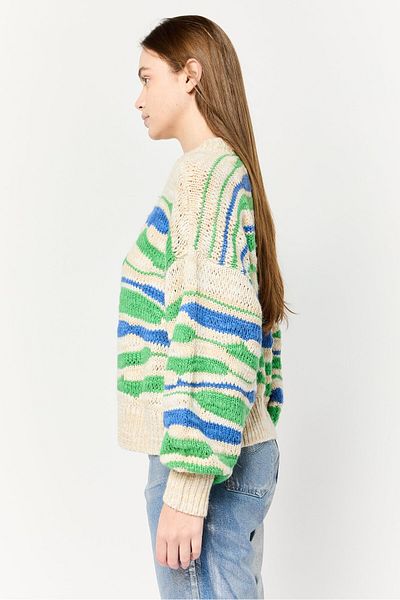 aerie Women Ribbed Colllar Crochet Long Sleeves Sweater, Multicolor