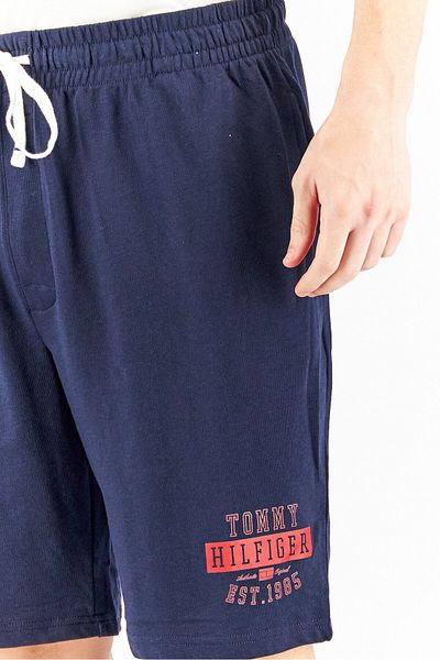 Tommy Hilfiger Men Drawstring Graphic Print Sleepwear Shorts, Dark Navy