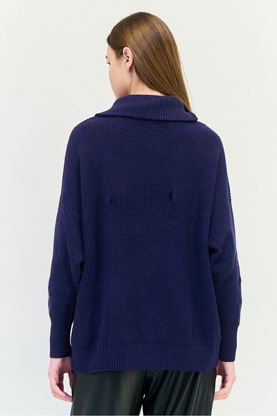 aerie Women Turtle Neck Textured Sweaters, Navy