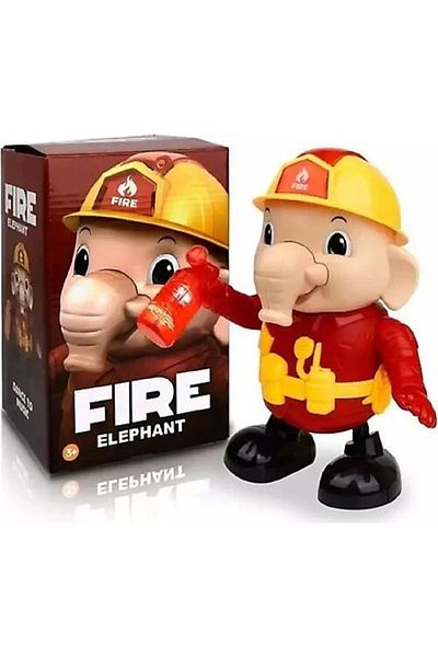 rexa Walking & Dancing Firefighter Elephant Toy – Musical Light-Up Animal for Kids (20 x 13 x 10 cm)