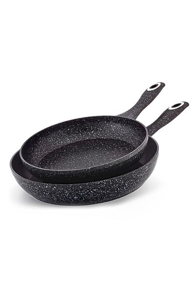 Hascevher StoneCo Frypan Set – 2PC (24cm & 28cm) Compatible with All Stovetops | Made in Turkey