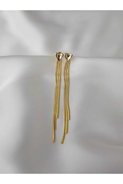 Zivazer Store Women's Steel Tarnish Heart Detailed Long Earrings