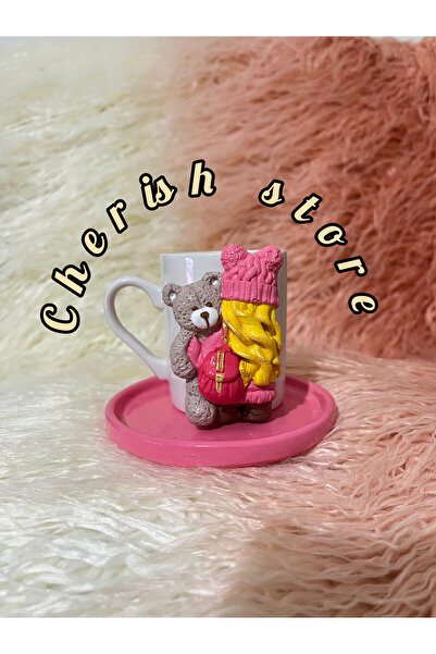 CHERİSH Girl Coffee Cup with Teddy Bear Backpack