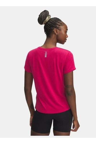 Under Armour 1386337-681 UA Launch Camo Shortsle تي شيرت نسائي وردي اللون برقبة دائرية