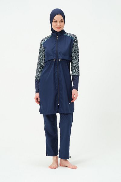 TESMAY Women's Gilet Quick Dry Full Covered Hijab Swimsuit 22165-25 Dark Navy Blue
