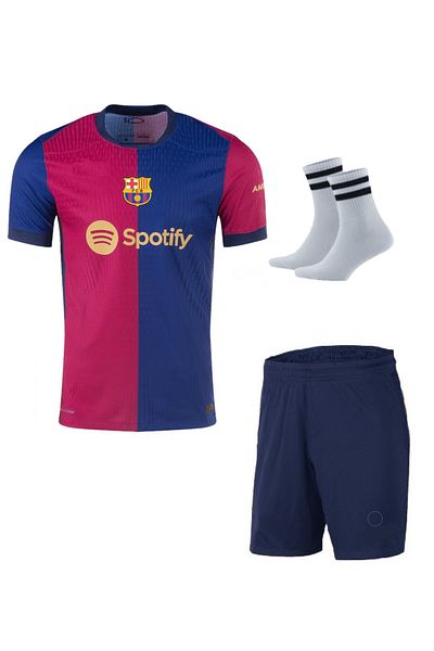 GALLUMA BARCELONA LAMINATED PATCH 19 NOUA SEZON SET DE 3 tricouri de fotbal pentru copii. FORMA+SHORT+ȘOSETE