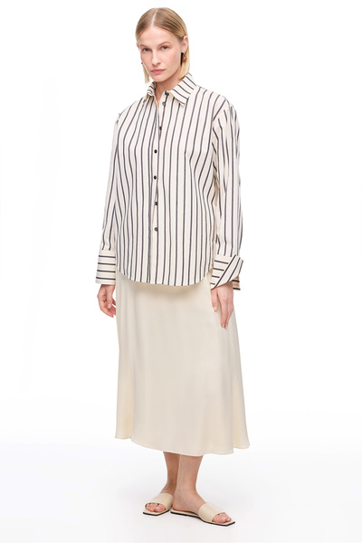 Perspective Πουκάμισο με ρίγες από βαμβακερό με χαμηλό μανίκι