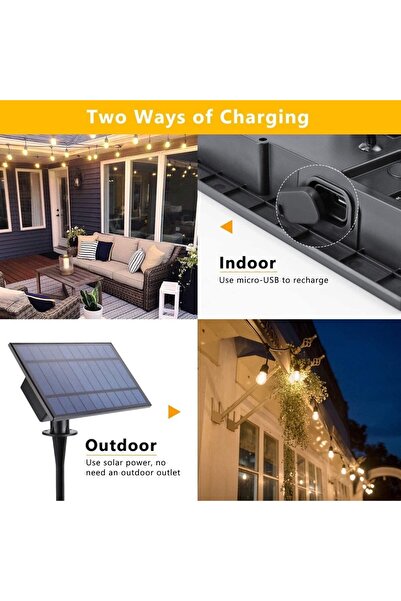 Joyful Box Ghirlanda Luminoasa cu Panou Solar si USB, Becuri LED, Telecomanda, 20 becuri, 20m