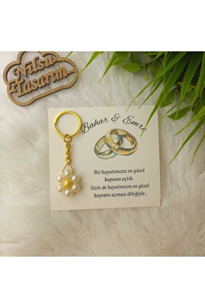 10 Pieces Daisy Keychain-Personalized Card-Promise-Engagement-Henna-Wedding-Wedding Gift