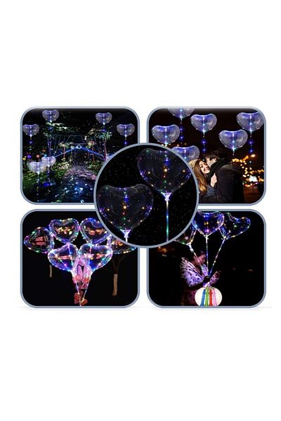 FONIX Inflatable Balloon for Parties and Events, Bobo Balloon, Heart Shape, 30 LEDs, Multi Lights