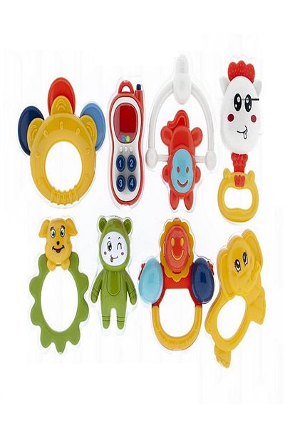 rexa 8-Piece Baby Rattle Set – Colorful and Safe Sensory Toys for Infants