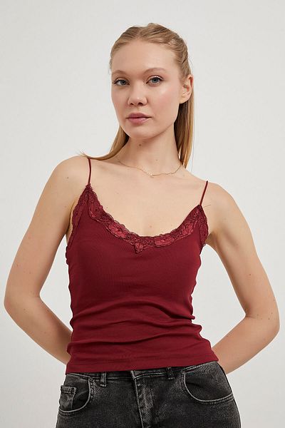 Arma Life Armalife 25601 Lace Detail Thin Strap Women's Tank with Breast Support