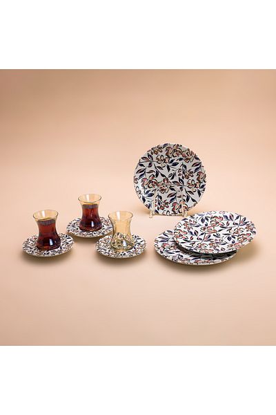 Blackstone Herencia 18 Pieces Porcelain Tea Set With Side Plate 6x Tea Cups | 6x Saucers | 6x Side Plates