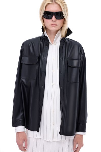 Perspective Dark Comfortable Fit Fake Sleeve Shirt Collar Black Color Women's Shirt