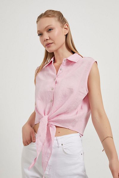 Arma Life Cămașă crop roz de vară, fără mâneci, pentru femei
