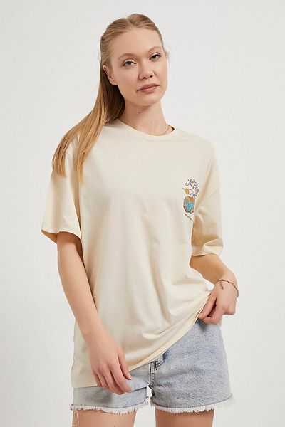 Arma Life Tricou oversize crem cu mânecă scurtă cu imprimeu pe spate pentru damă